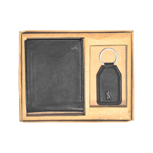 Combo Pop genuine leather wallet & keychain gift set – perfect for him
