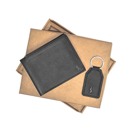 Combo Pop genuine leather wallet & keychain gift set – perfect for him