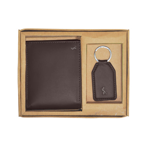 Combo Pop genuine leather wallet & keychain gift set – perfect for him