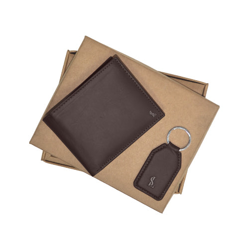 Combo Pop genuine leather wallet & keychain gift set – perfect for him