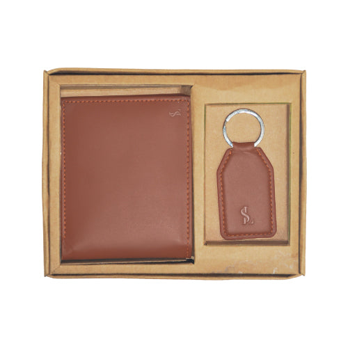 Combo Pop genuine leather wallet & keychain gift set – perfect for him
