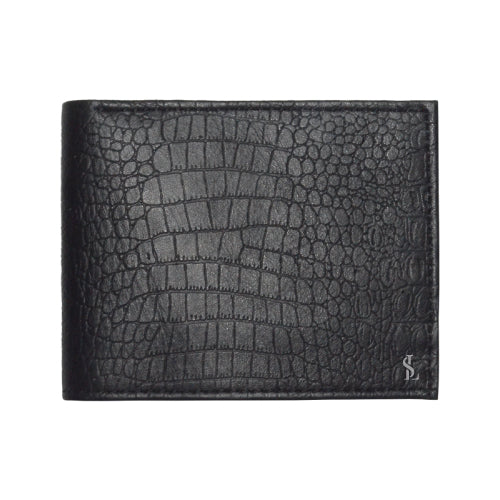Black Crocodile Leather Wallet – Premium Textured Bifold Wallet for Men