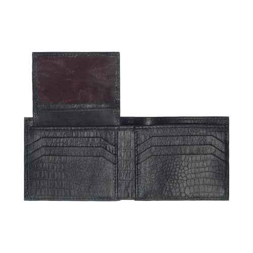 Black Crocodile Leather Wallet – Premium Textured Bifold Wallet for Men