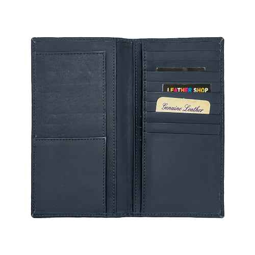 Stashy blue leather long wallet – modern color with sleek and slim design
