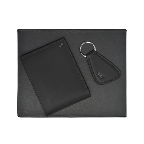 Men’s Leather Wallet & Keychain Combo – Gift Box