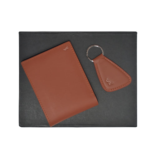 Men’s Leather Wallet & Keychain Combo – Gift Box