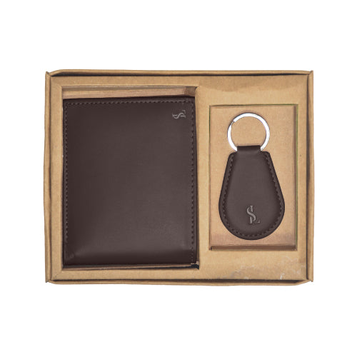Key Mate leather gift set for men – black wallet & keychain combo