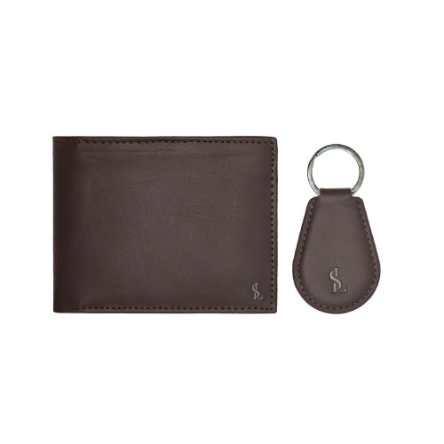 Key Mate leather gift set for men – black wallet & keychain combo