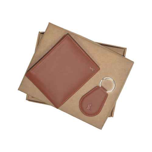 Key Mate leather gift set for men – black wallet & keychain combo