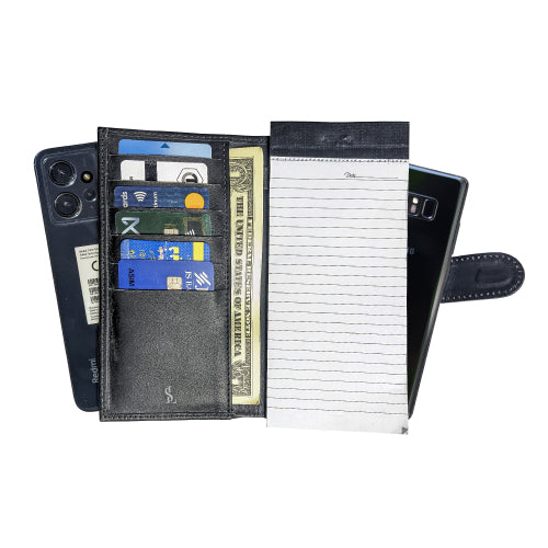 Premium Leather Mobile Wallet Organizer with Writing Pad – Multi-Function Executive Design