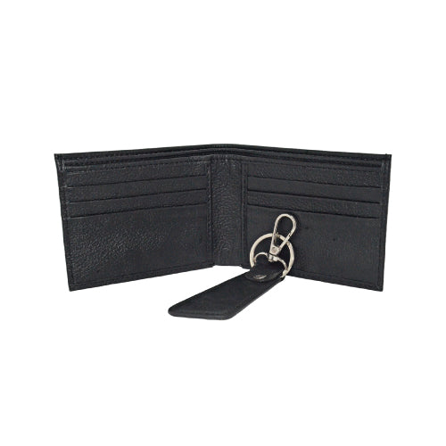 Men's Black Leather Wallet – Gift-Ready with Free Keychain