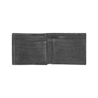 Flat lay of Key Mate black wallet and keychain gift set – functional and refined