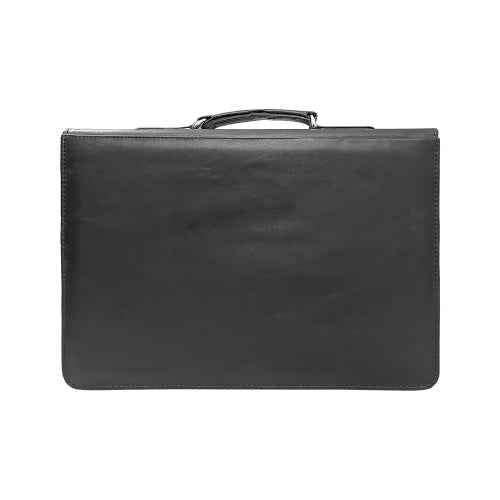 Premium black leather work bag with secure clasp and top handle