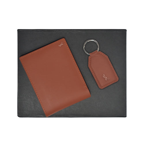 Premium Leather Wallet & Keychain Gift Set – Available in Black, Tan and Brown | Elegant Gift for Men