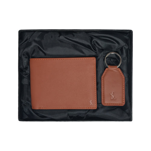 Premium Leather Wallet & Keychain Gift Set – Available in Black, Tan and Brown | Elegant Gift for Men