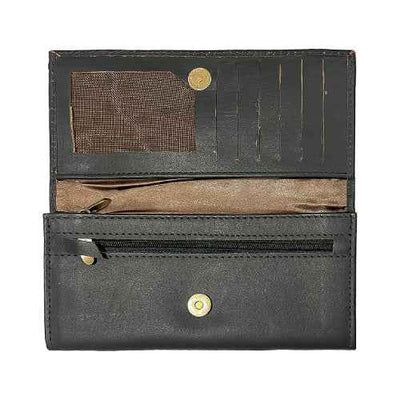 Amaris black clutch wallet for women – sleek design with snap closure
