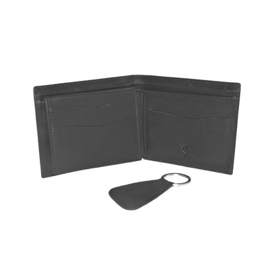 Matching black leather keychain from Pocket Set – durable and elegant