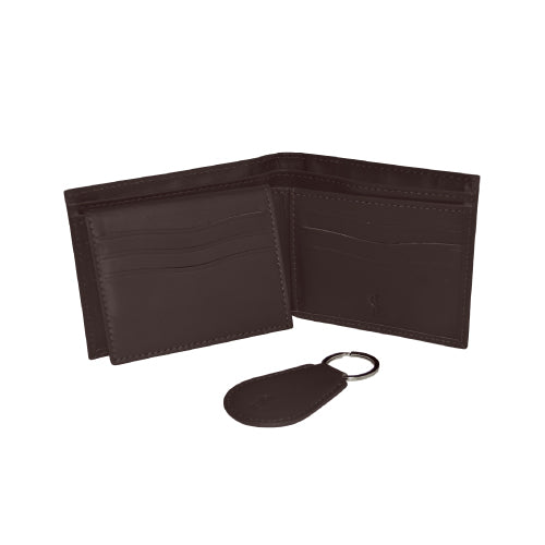 Key Mate leather gift set for men – black wallet & keychain combo