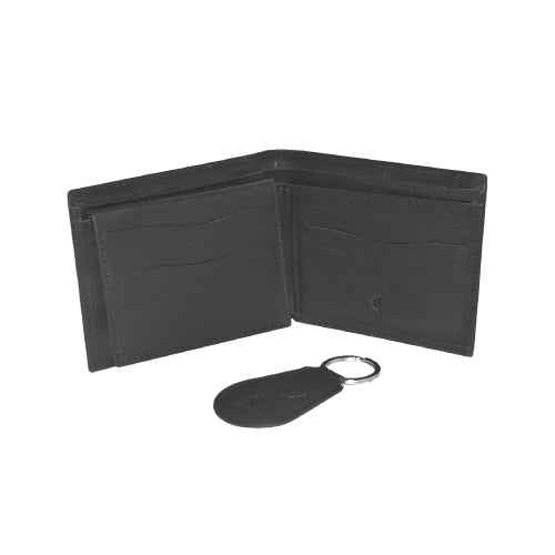 Key Mate leather gift set for men – black wallet & keychain combo